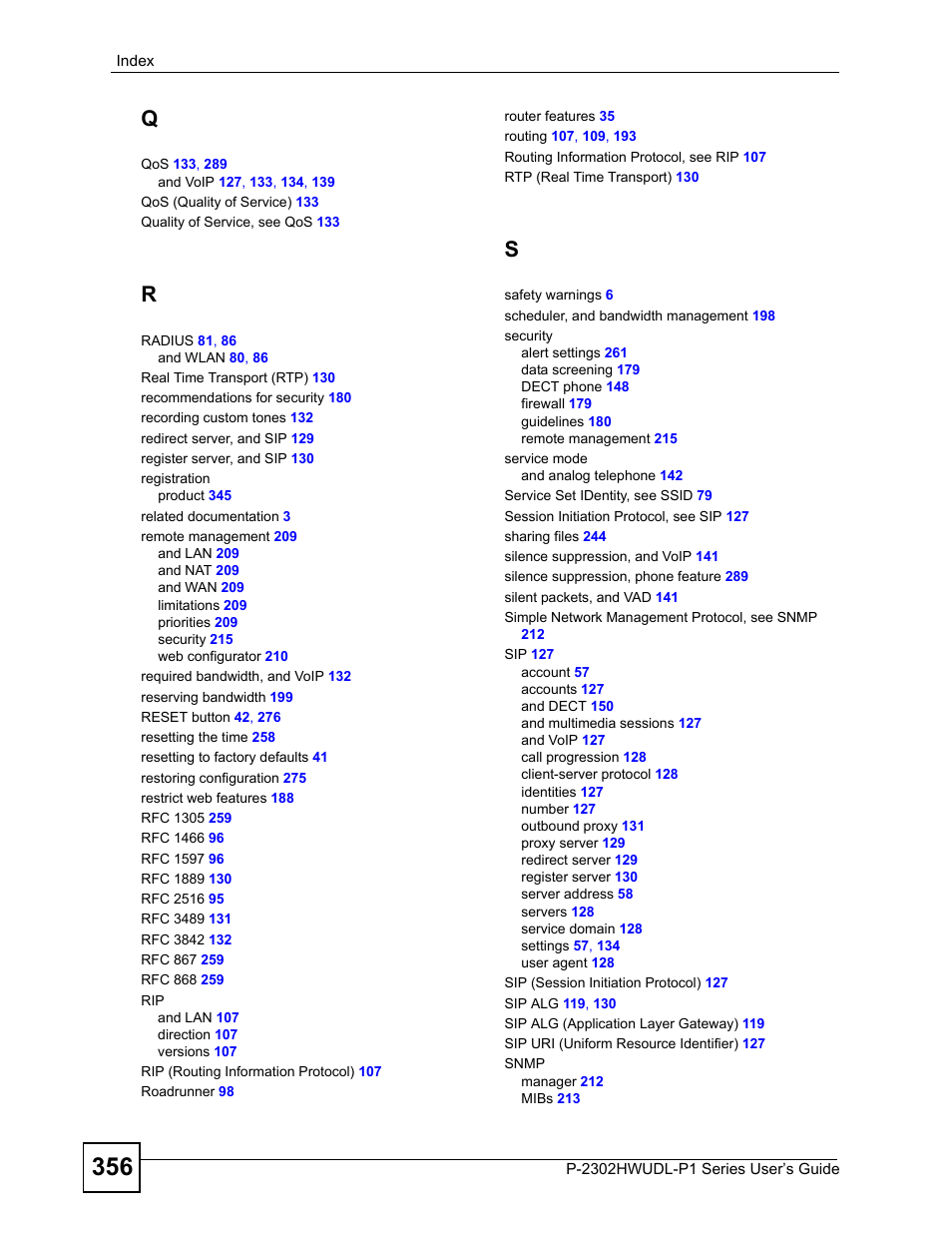 ZyXEL Communications Network Device P-2302 User Manual | Page 356 / 359