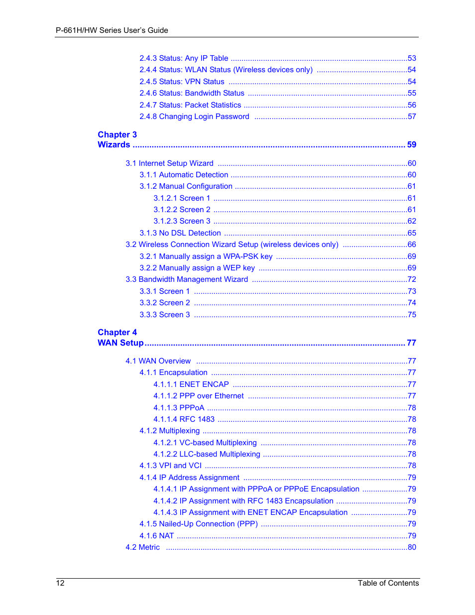 ZyXEL Communications P-661H Series User Manual | Page 12 / 383