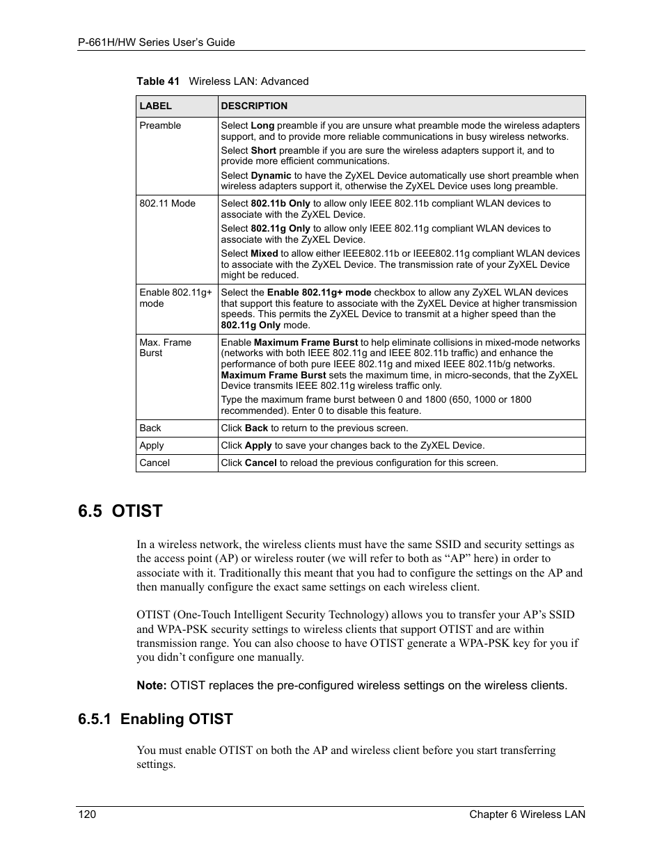 5 otist, 1 enabling otist | ZyXEL Communications P-661H Series User Manual | Page 120 / 383