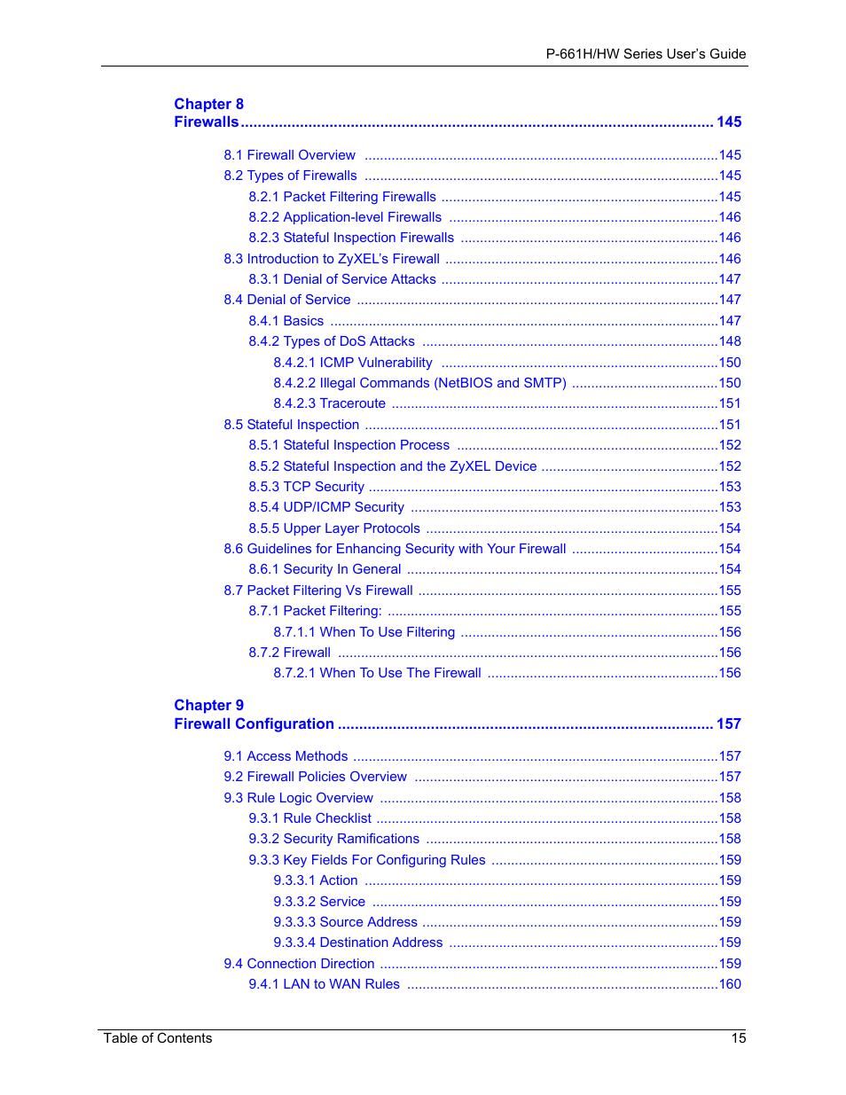 ZyXEL Communications P-661H Series User Manual | Page 15 / 383