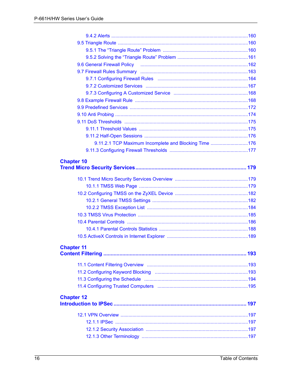 ZyXEL Communications P-661H Series User Manual | Page 16 / 383