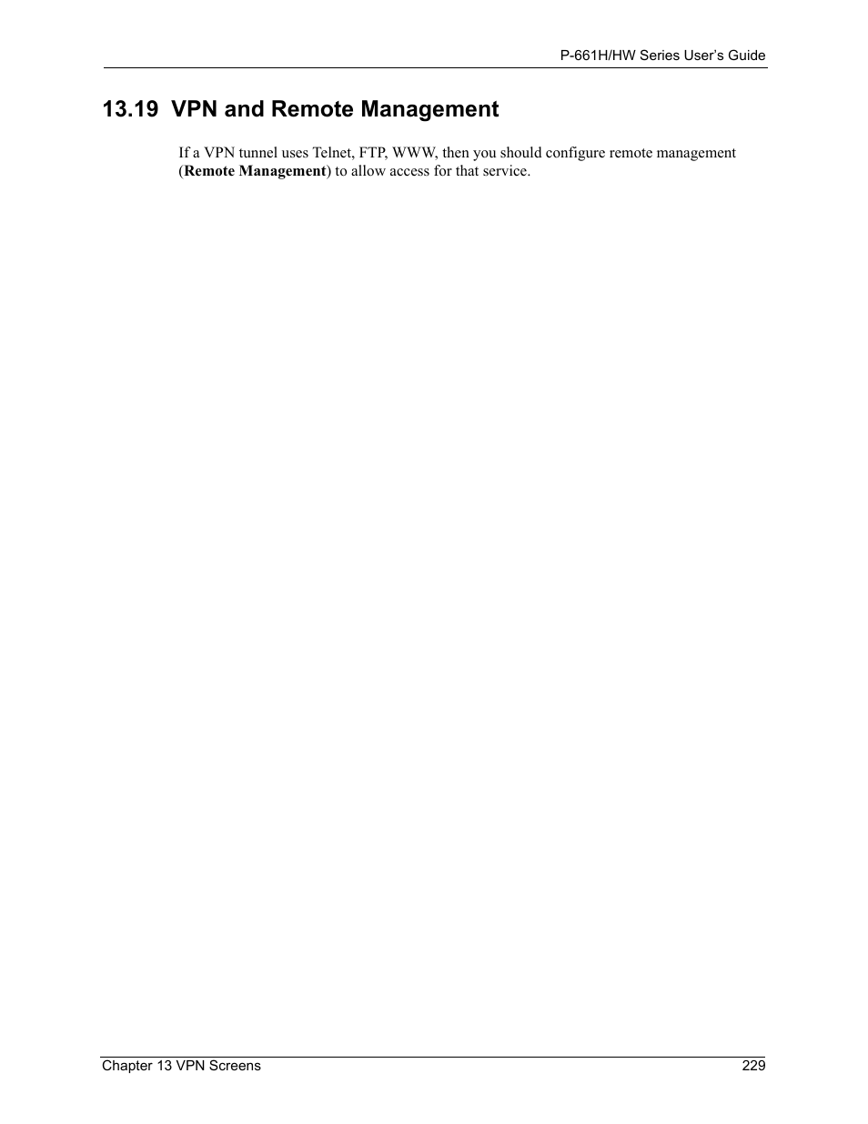 19 vpn and remote management | ZyXEL Communications P-661H Series User Manual | Page 229 / 383