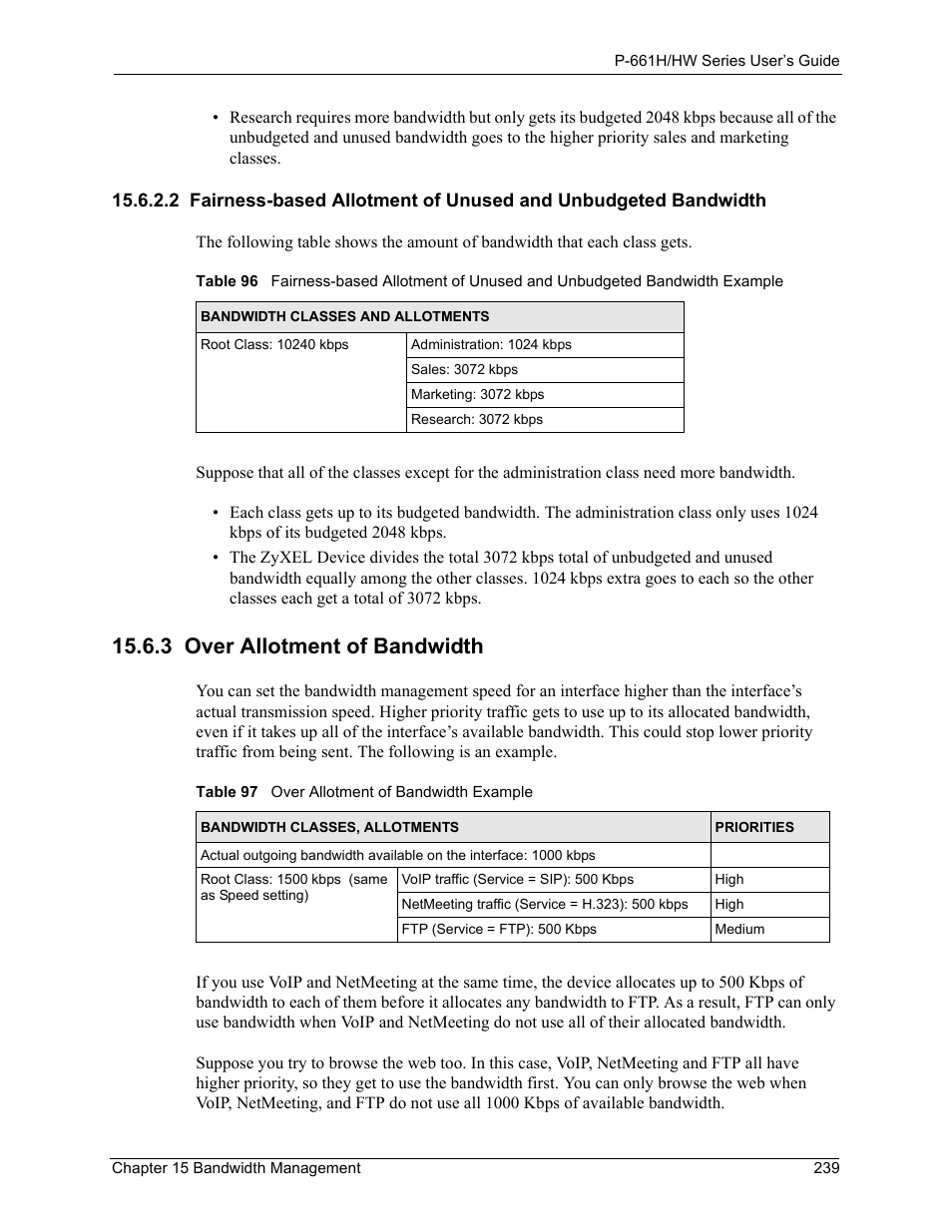 3 over allotment of bandwidth | ZyXEL Communications P-661H Series User Manual | Page 239 / 383