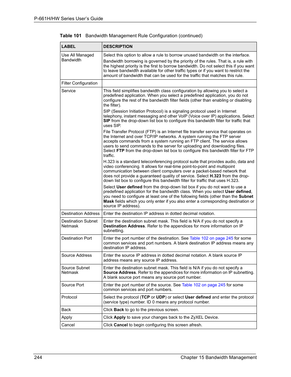 ZyXEL Communications P-661H Series User Manual | Page 244 / 383
