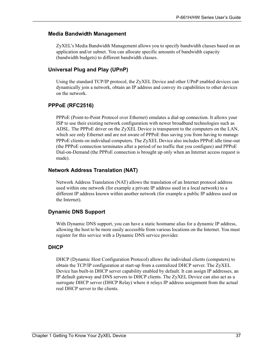 ZyXEL Communications P-661H Series User Manual | Page 37 / 383