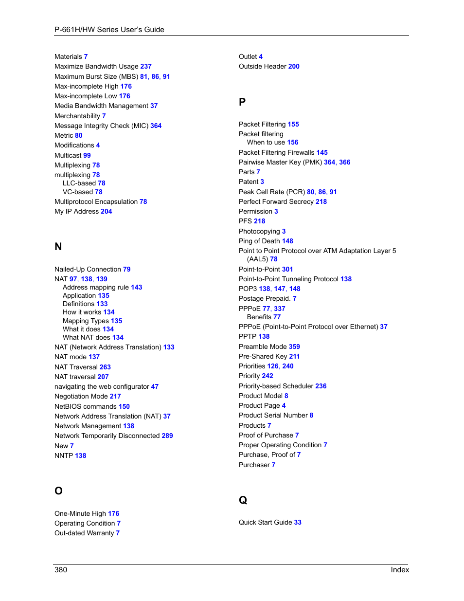 ZyXEL Communications P-661H Series User Manual | Page 380 / 383