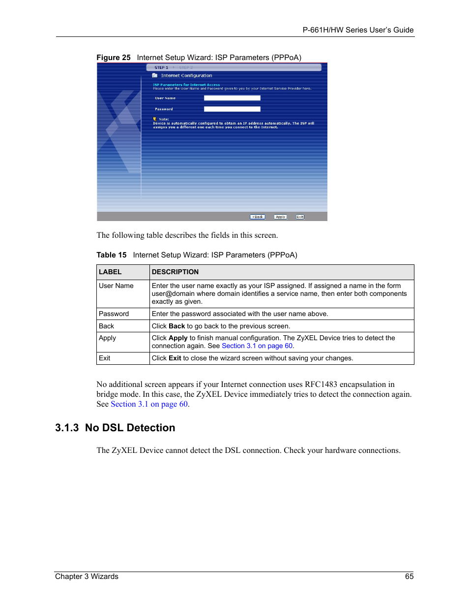 3 no dsl detection | ZyXEL Communications P-661H Series User Manual | Page 65 / 383