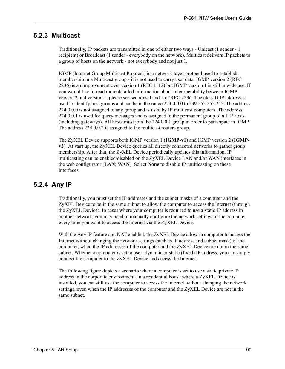 3 multicast, 4 any ip, 3 multicast 5.2.4 any ip | ZyXEL Communications P-661H Series User Manual | Page 99 / 383