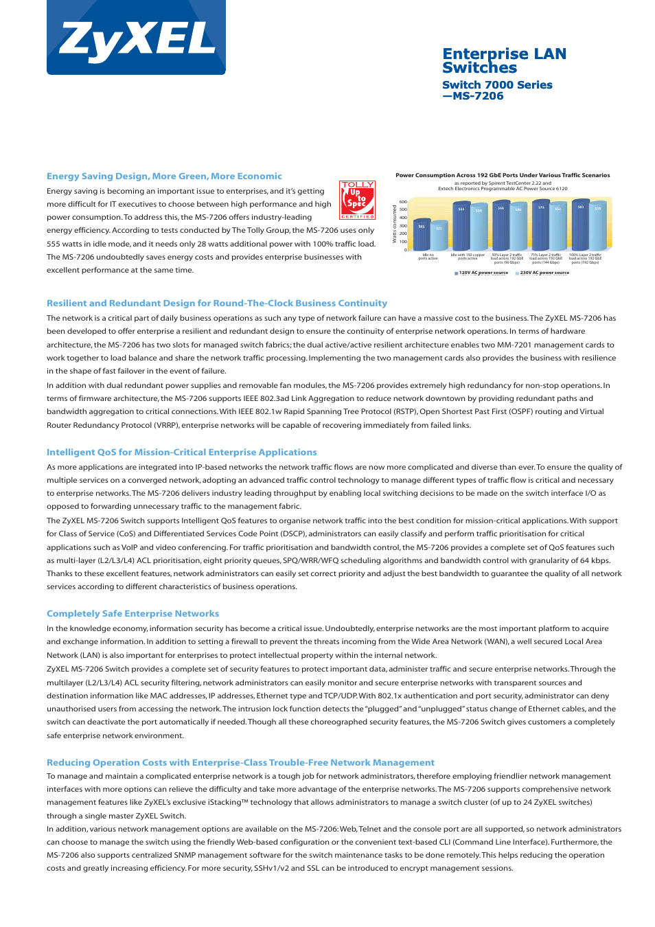 Enterprise lan switches | ZyXEL Communications GS1500-24P User Manual | Page 2 / 6