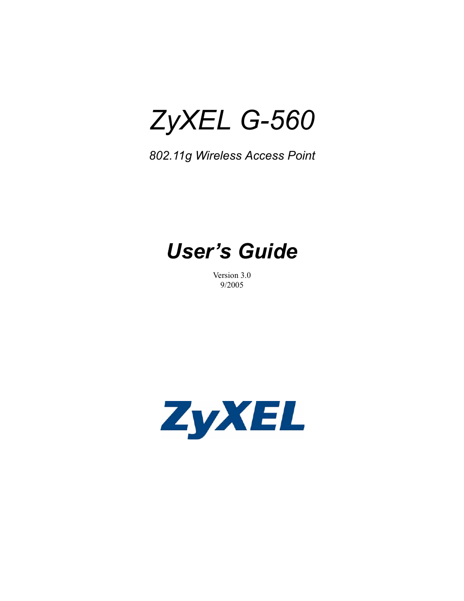 ZyXEL Communications 802.11g Wireless Access Point ZyXEL G-560 User Manual | 144 pages