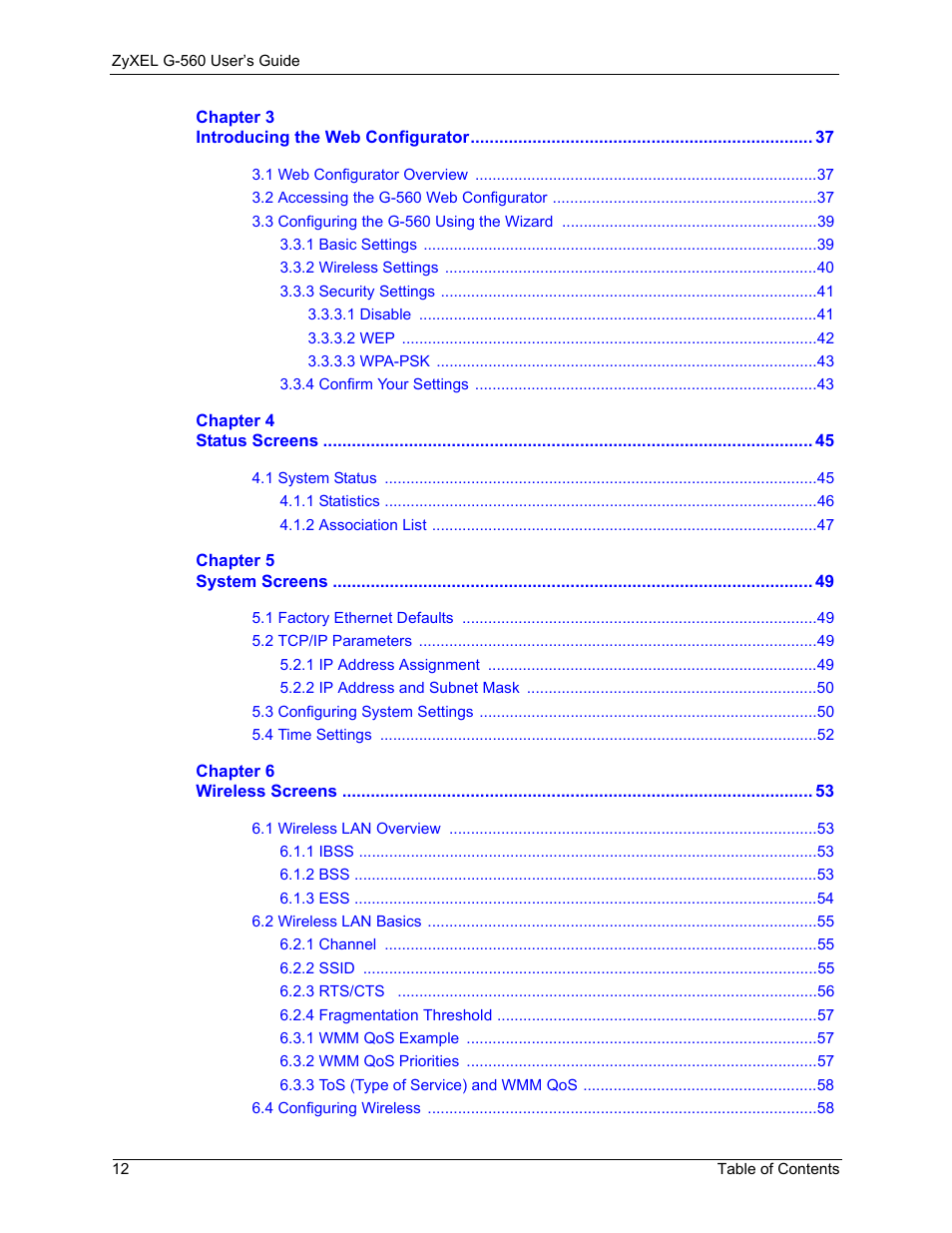 ZyXEL Communications 802.11g Wireless Access Point ZyXEL G-560 User Manual | Page 12 / 144