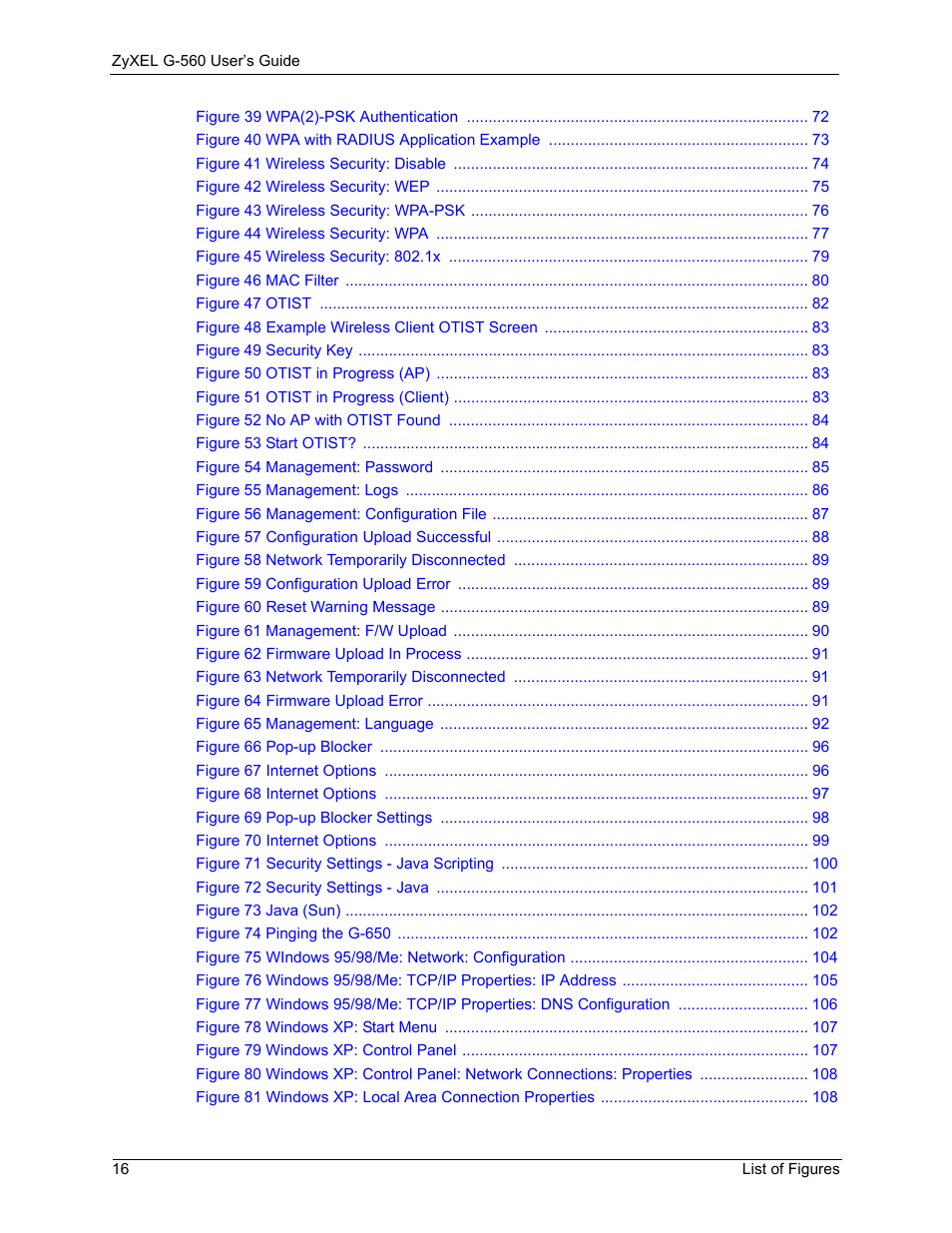 ZyXEL Communications 802.11g Wireless Access Point ZyXEL G-560 User Manual | Page 16 / 144
