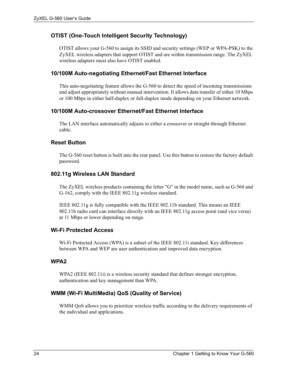 ZyXEL Communications 802.11g Wireless Access Point ZyXEL G-560 User Manual | Page 24 / 144