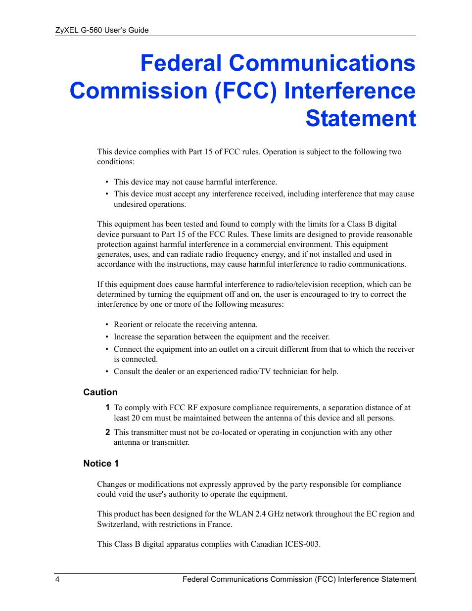 ZyXEL Communications 802.11g Wireless Access Point ZyXEL G-560 User Manual | Page 4 / 144