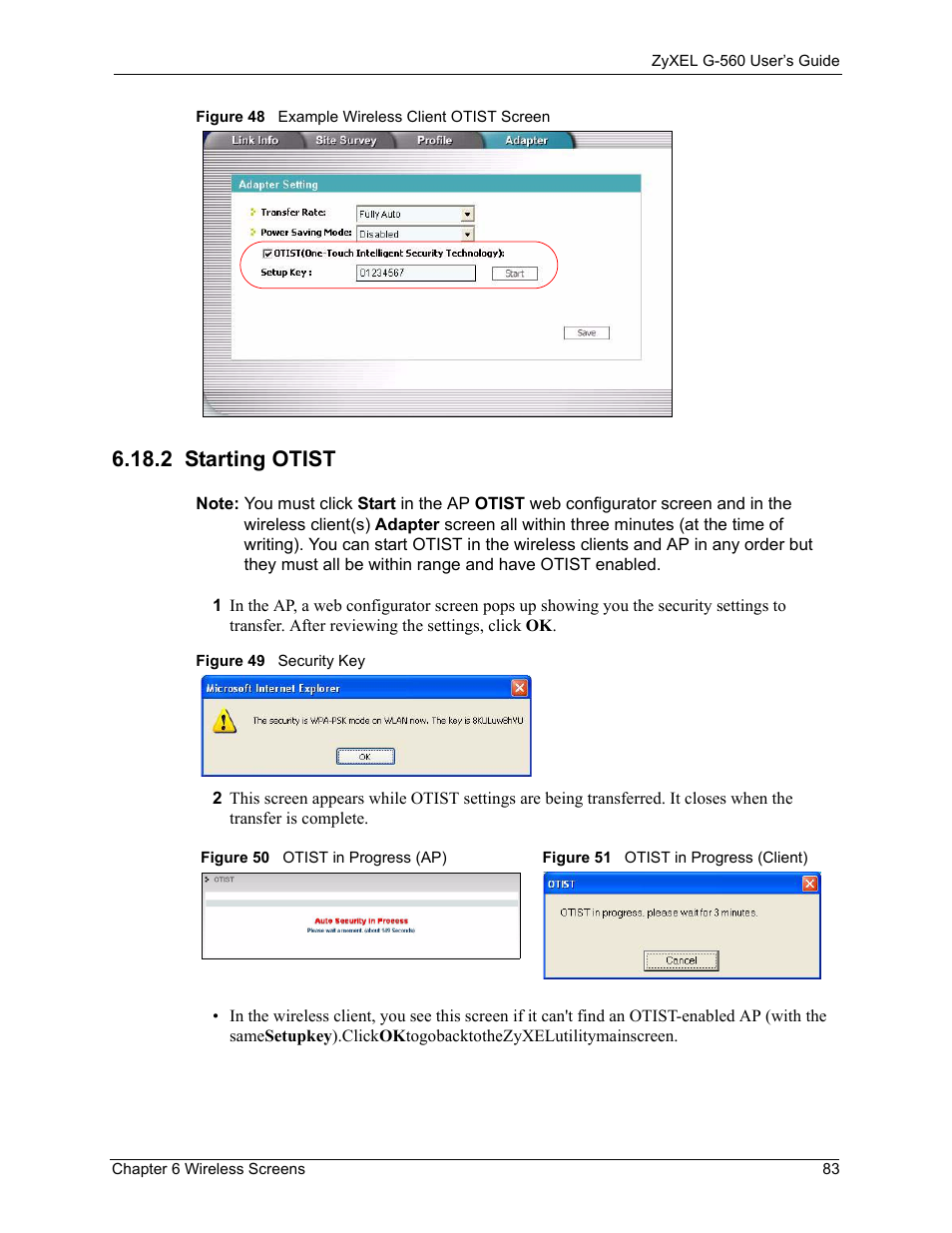 2 starting otist | ZyXEL Communications 802.11g Wireless Access Point ZyXEL G-560 User Manual | Page 83 / 144