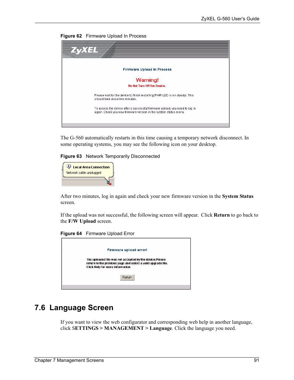 6 language screen | ZyXEL Communications 802.11g Wireless Access Point ZyXEL G-560 User Manual | Page 91 / 144