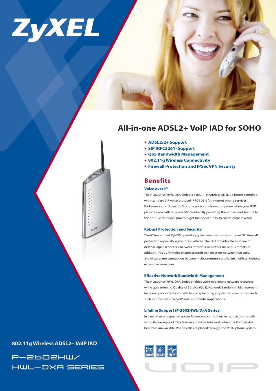 ZyXEL Communications P-2602HW User Manual | 2 pages