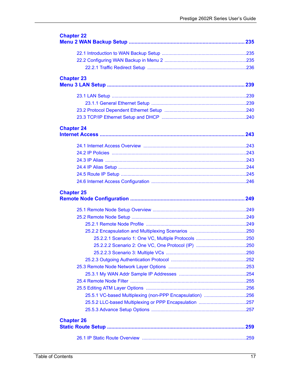 ZyXEL Communications Prestige 2602R Series User Manual | Page 17 / 450