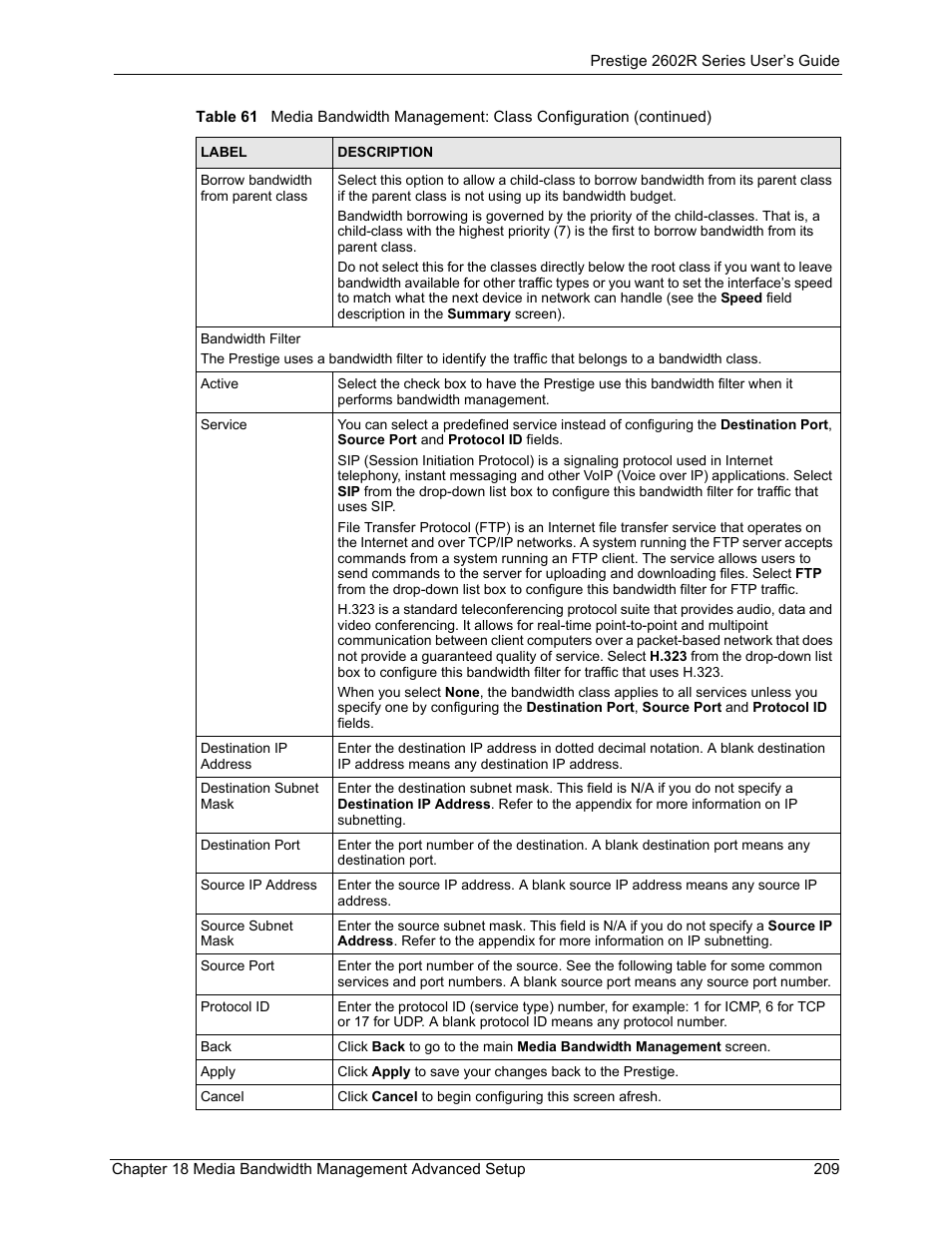 ZyXEL Communications Prestige 2602R Series User Manual | Page 209 / 450