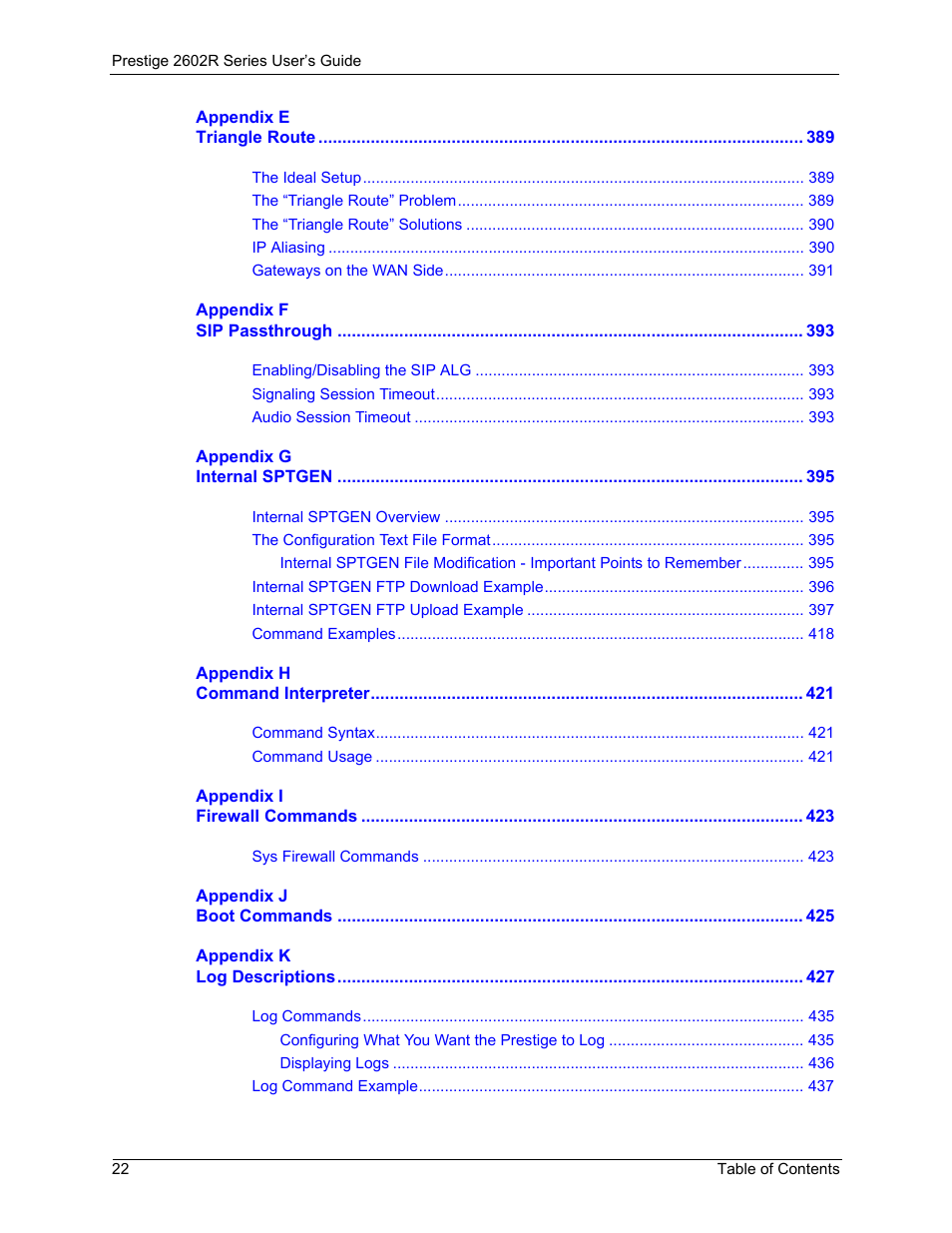 ZyXEL Communications Prestige 2602R Series User Manual | Page 22 / 450