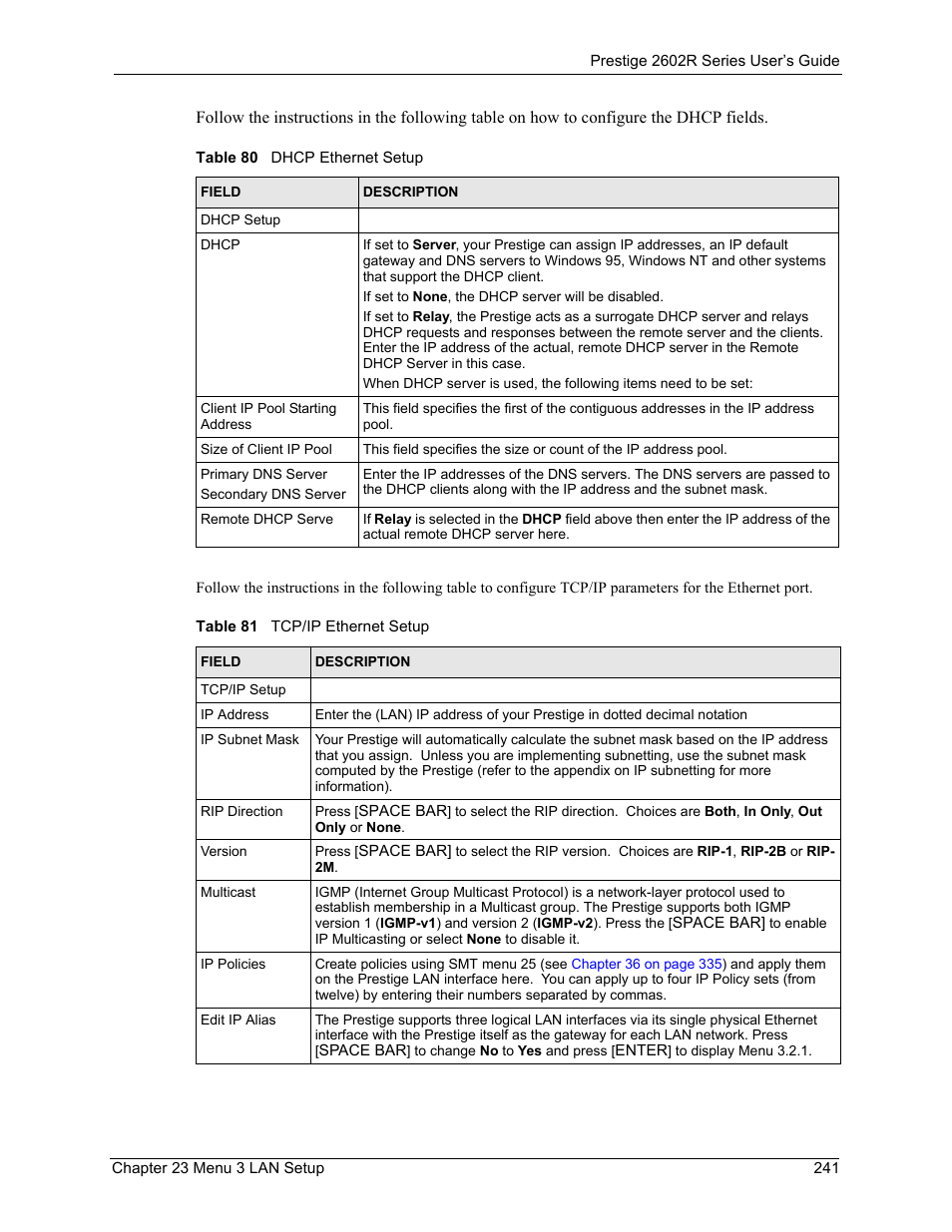 ZyXEL Communications Prestige 2602R Series User Manual | Page 241 / 450