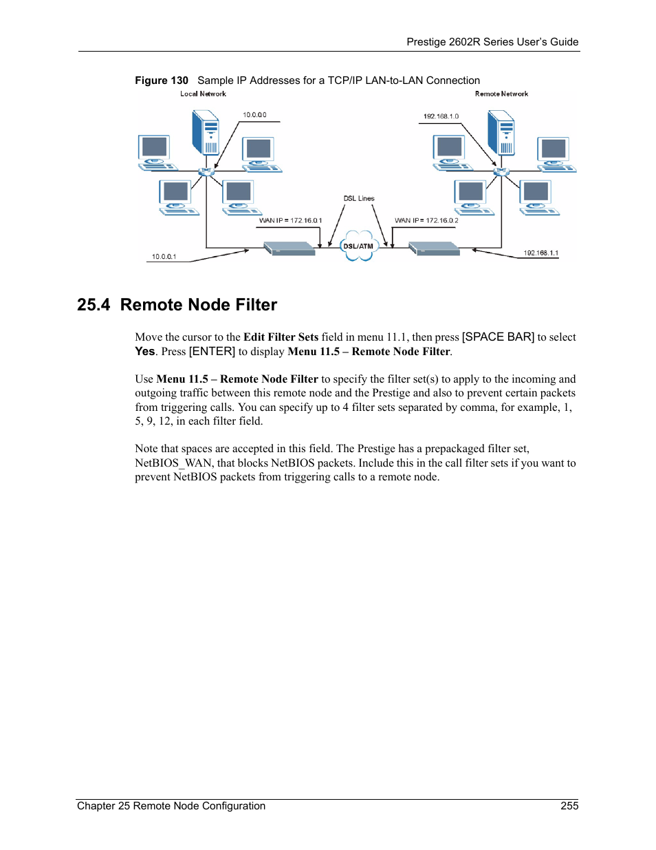 4 remote node filter | ZyXEL Communications Prestige 2602R Series User Manual | Page 255 / 450