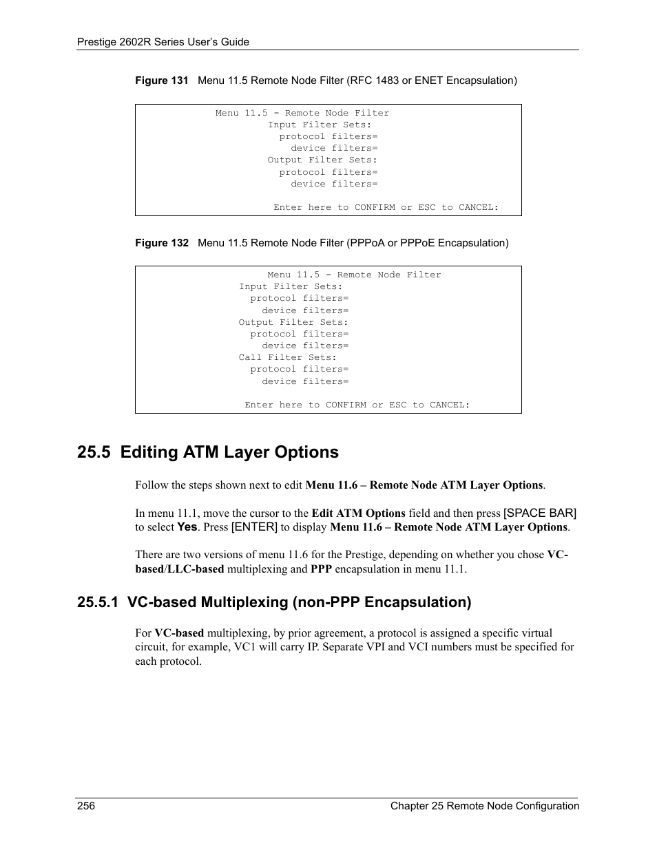 5 editing atm layer options, 1 vc-based multiplexing (non-ppp encapsulation) | ZyXEL Communications Prestige 2602R Series User Manual | Page 256 / 450