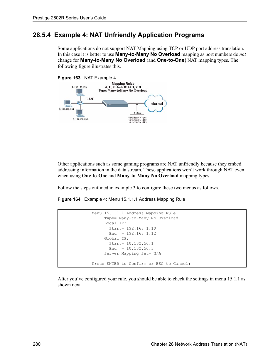 4 example 4: nat unfriendly application programs | ZyXEL Communications Prestige 2602R Series User Manual | Page 280 / 450