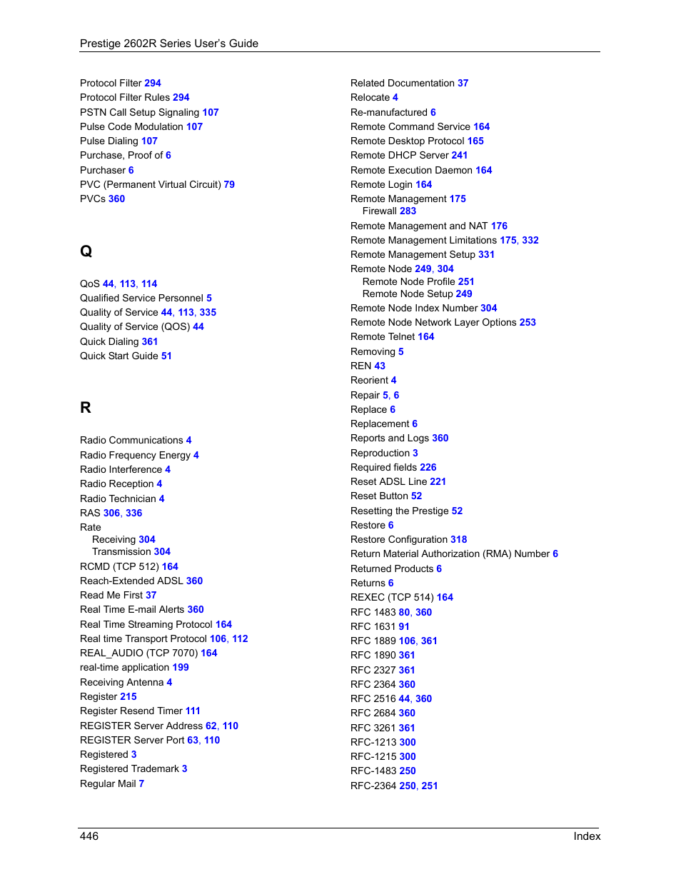 ZyXEL Communications Prestige 2602R Series User Manual | Page 446 / 450