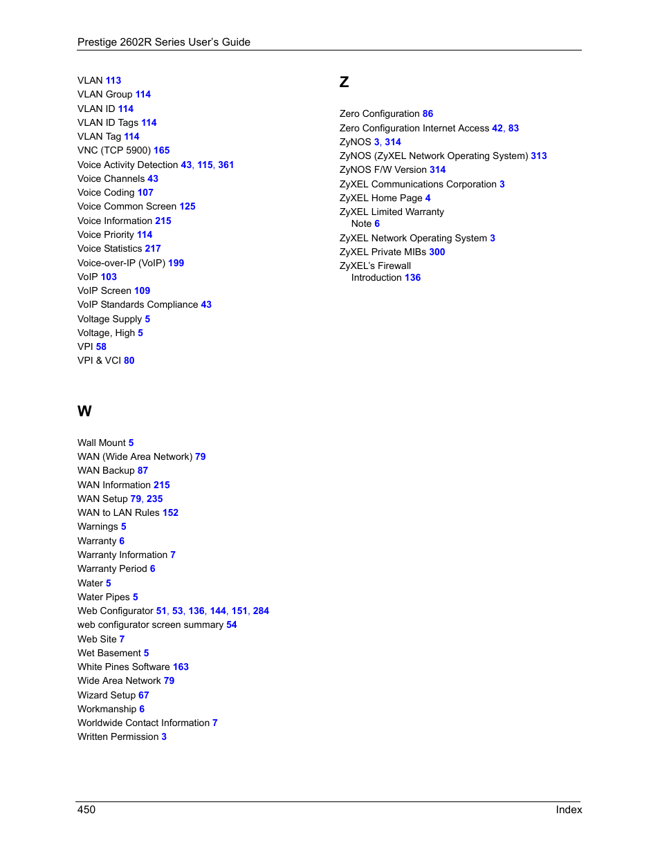 ZyXEL Communications Prestige 2602R Series User Manual | Page 450 / 450