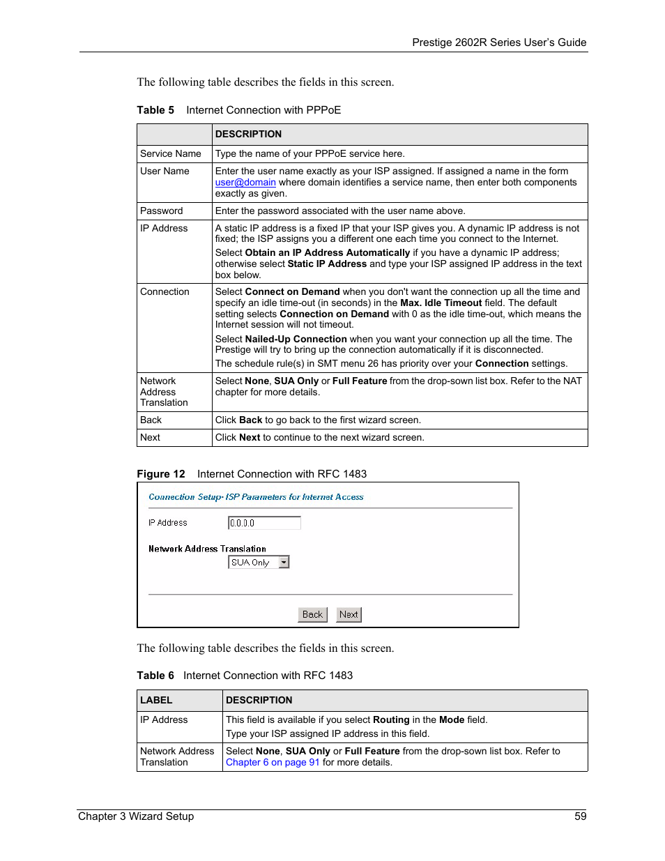 Figure 12 internet connection with rfc 1483 | ZyXEL Communications Prestige 2602R Series User Manual | Page 59 / 450