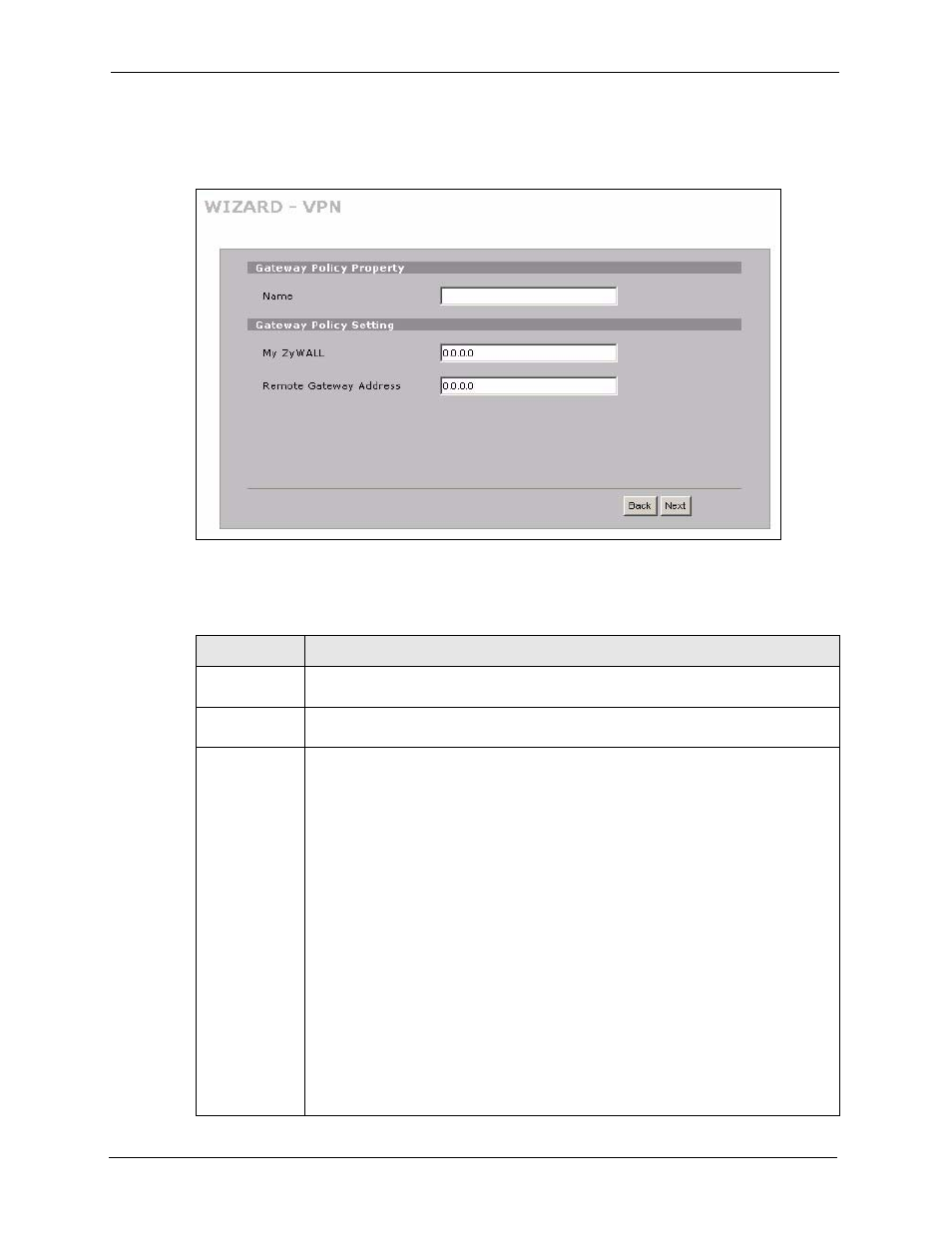 Figure 29 vpn wizard: gateway setting, Table 16 vpn wizard: gateway setting | ZyXEL Communications 5 Series User Manual | Page 100 / 835