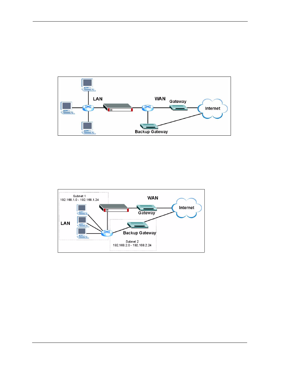 13 traffic redirect, 14 configuring traffic redirect, Figure 73 traffic redirect wan setup | Figure 74 traffic redirect lan setup | ZyXEL Communications 5 Series User Manual | Page 170 / 835