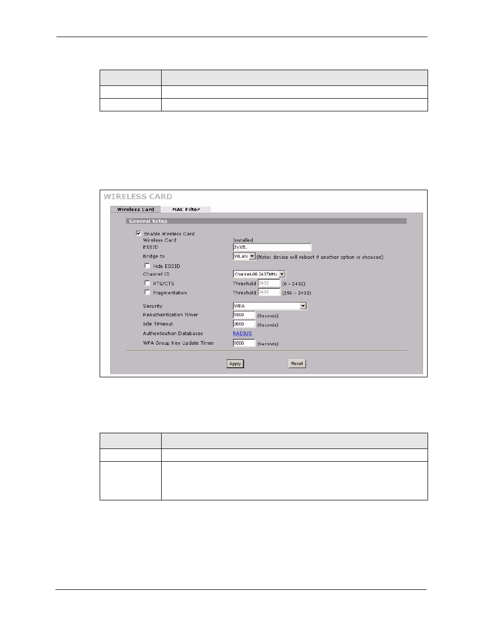 3 wpa, Figure 97 network > wireless card: wpa, Table 58 network > wireless card: wpa | ZyXEL Communications 5 Series User Manual | Page 210 / 835