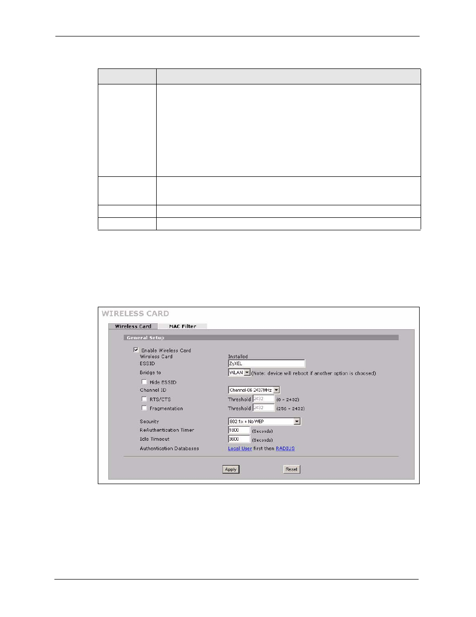 6 ieee 802.1x + no wep | ZyXEL Communications 5 Series User Manual | Page 214 / 835