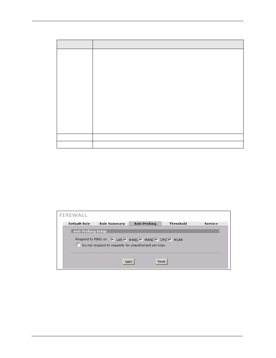10 anti-probing, Figure 119 security > firewall > anti-probing | ZyXEL Communications 5 Series User Manual | Page 238 / 835