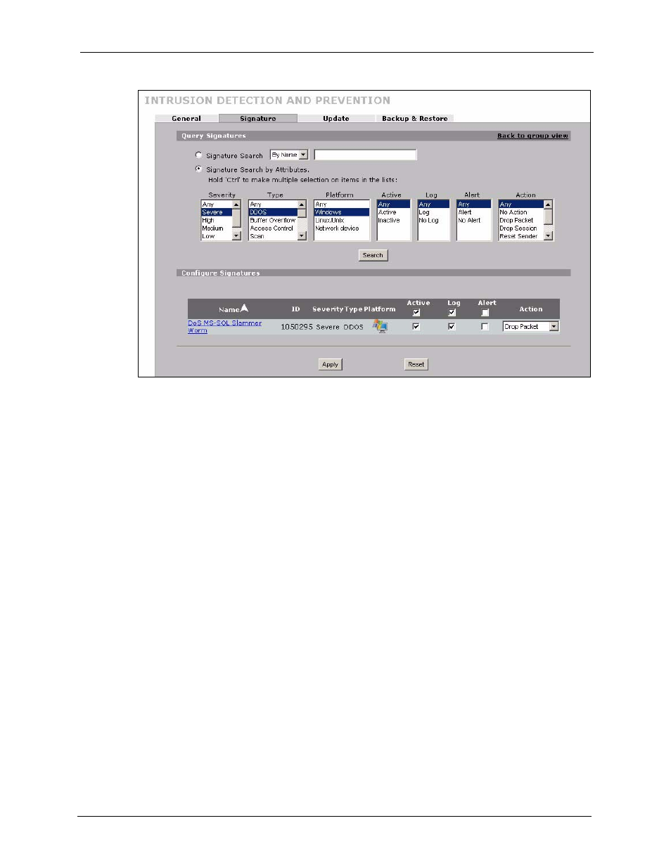 4 update, 1 mysecurityzone, Figure 139 signature query by attribute | ZyXEL Communications 5 Series User Manual | Page 267 / 835