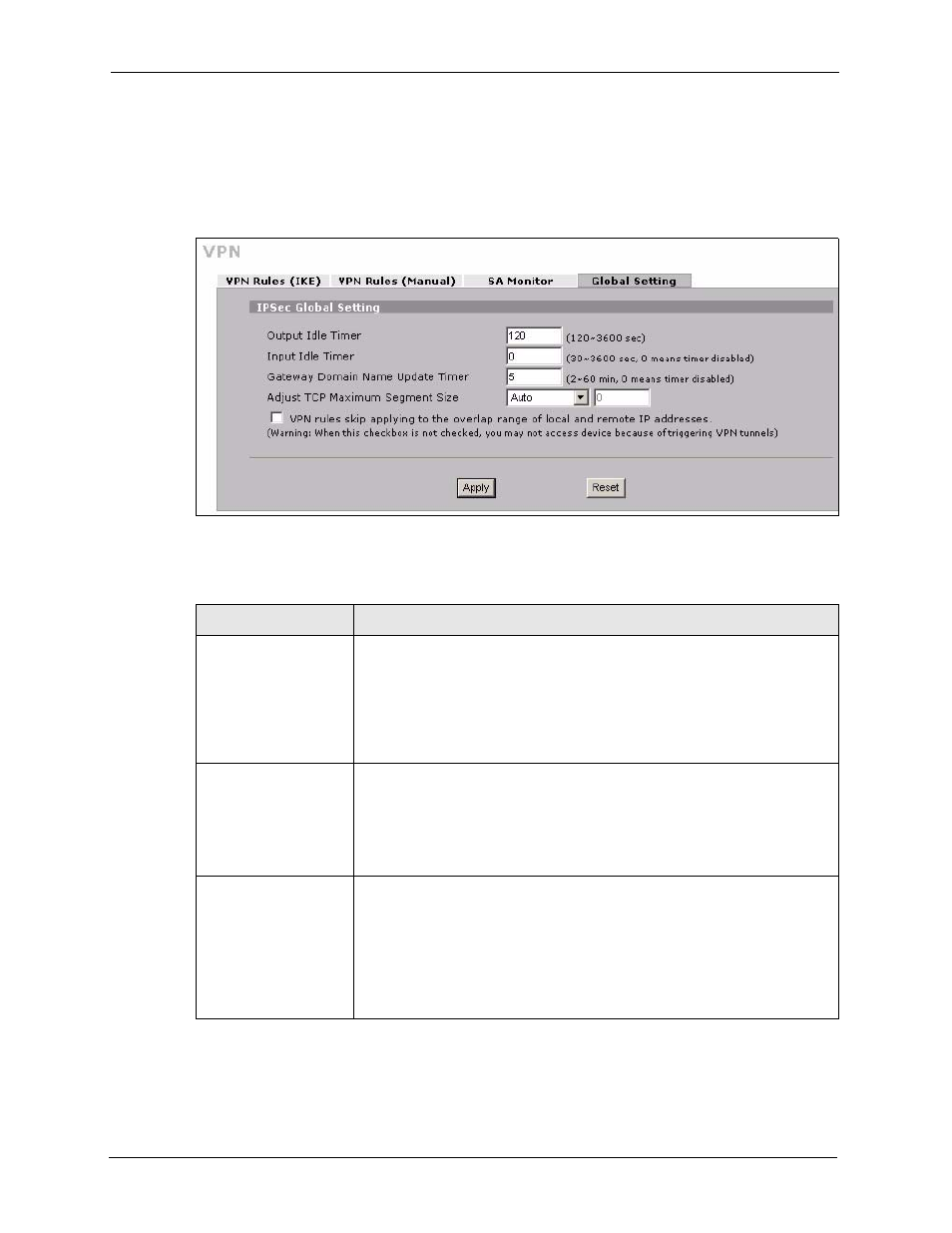 13 vpn global setting, Figure 185 security > vpn > global setting, Table 101 security > vpn > global setting | ZyXEL Communications 5 Series User Manual | Page 354 / 835