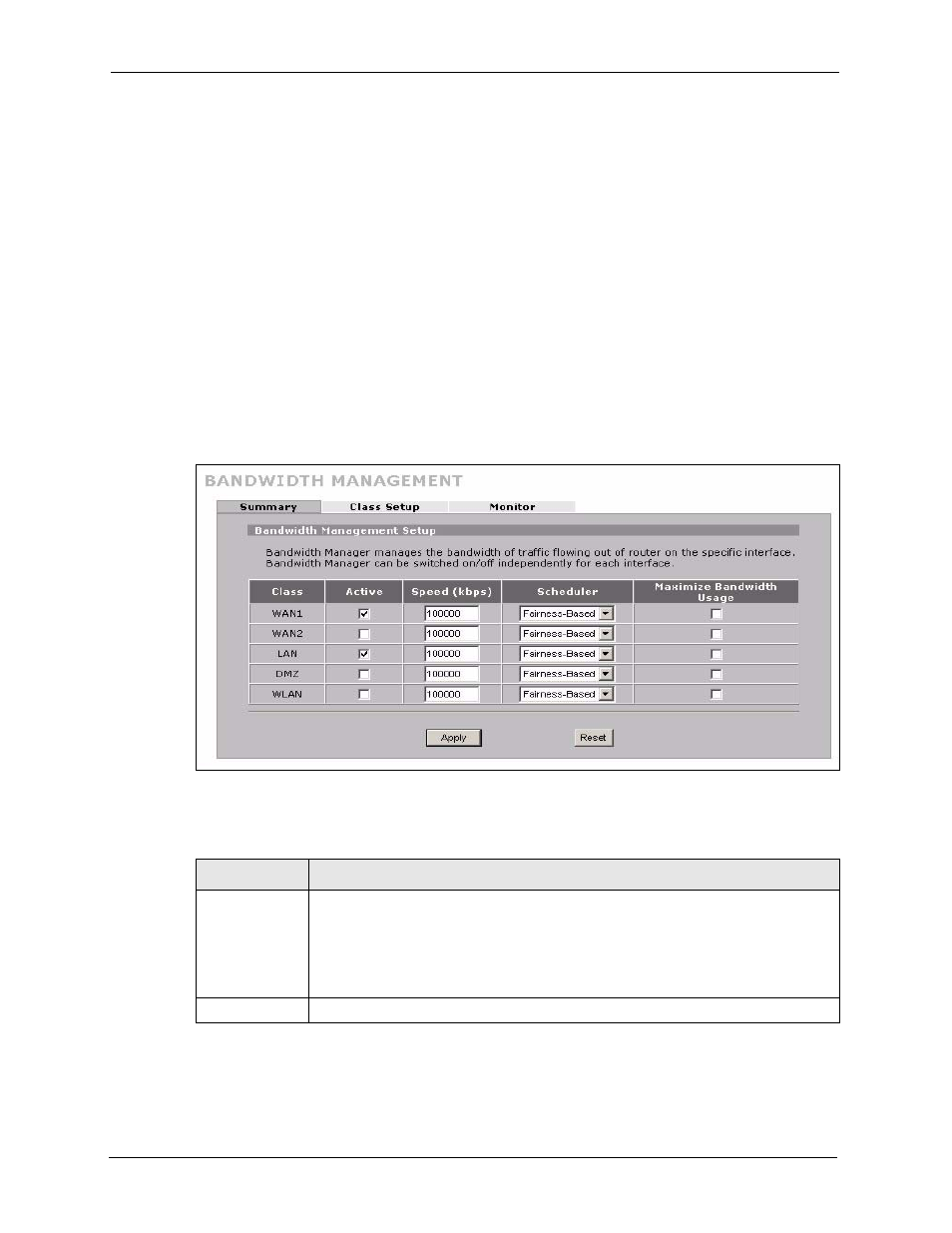 11 configuring summary, Figure 227 advanced > bw mgmt > summary, Table 138 advanced > bw mgmt > summary | ZyXEL Communications 5 Series User Manual | Page 430 / 835