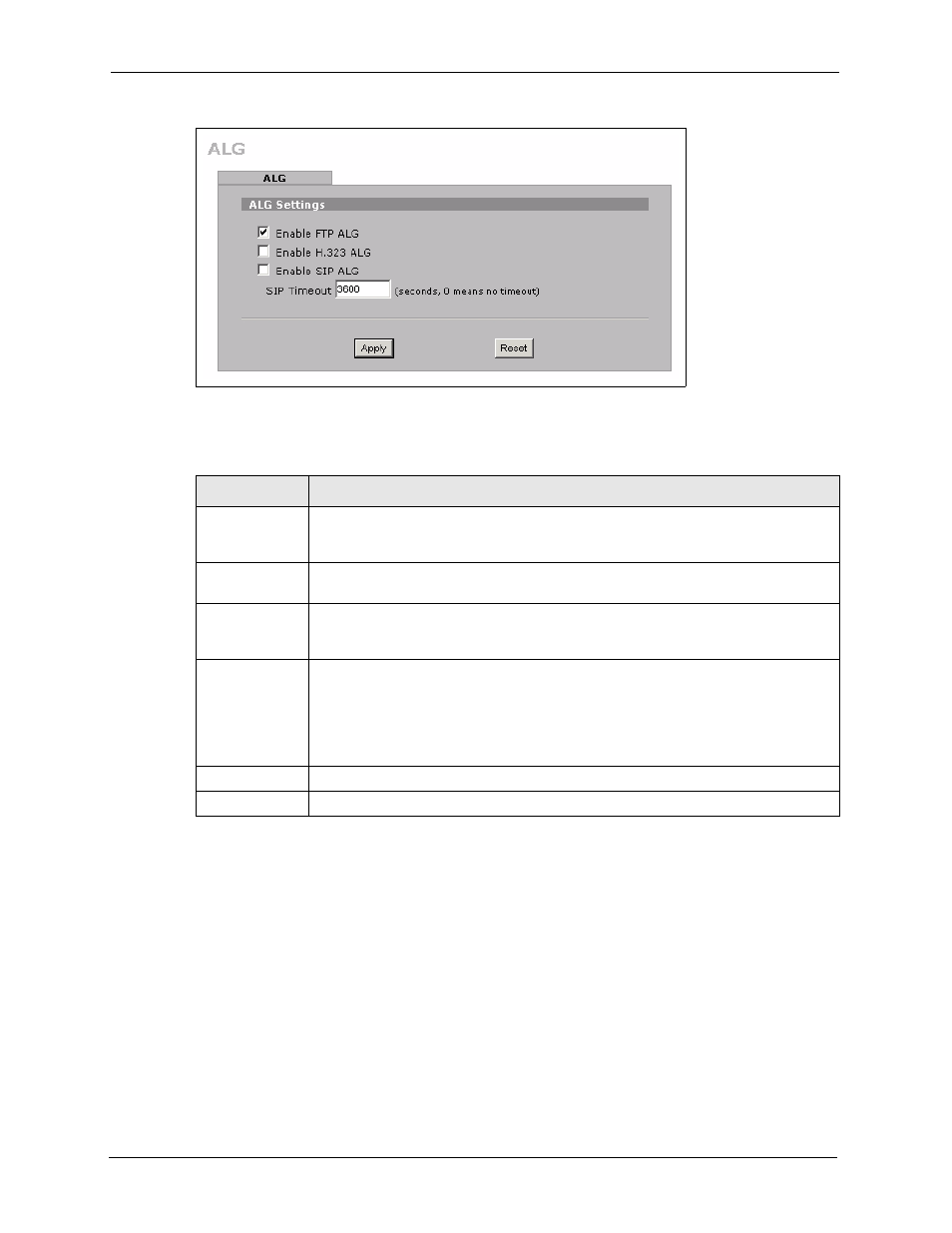 Figure 268 advanced > alg, Table 153 advanced > alg | ZyXEL Communications 5 Series User Manual | Page 490 / 835