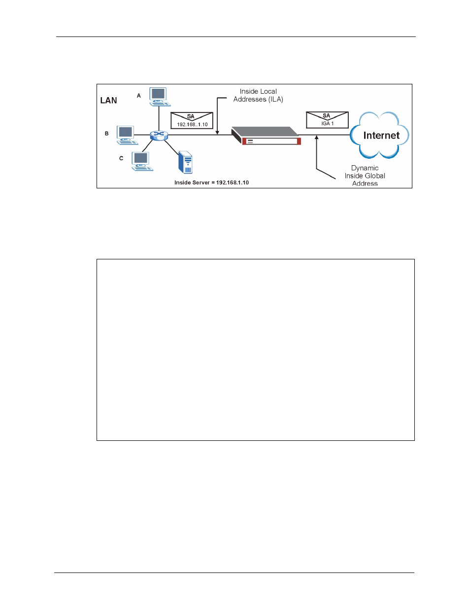 2 example 2: internet access with a default server, Figure 368 nat example 2 | ZyXEL Communications 5 Series User Manual | Page 623 / 835