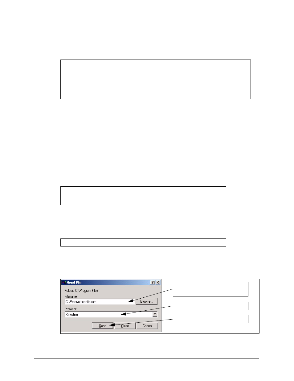 2 restore using ftp session example, 3 restore via console port, Figure 414 restore using ftp session example | Figure 417 restore configuration example | ZyXEL Communications 5 Series User Manual | Page 671 / 835