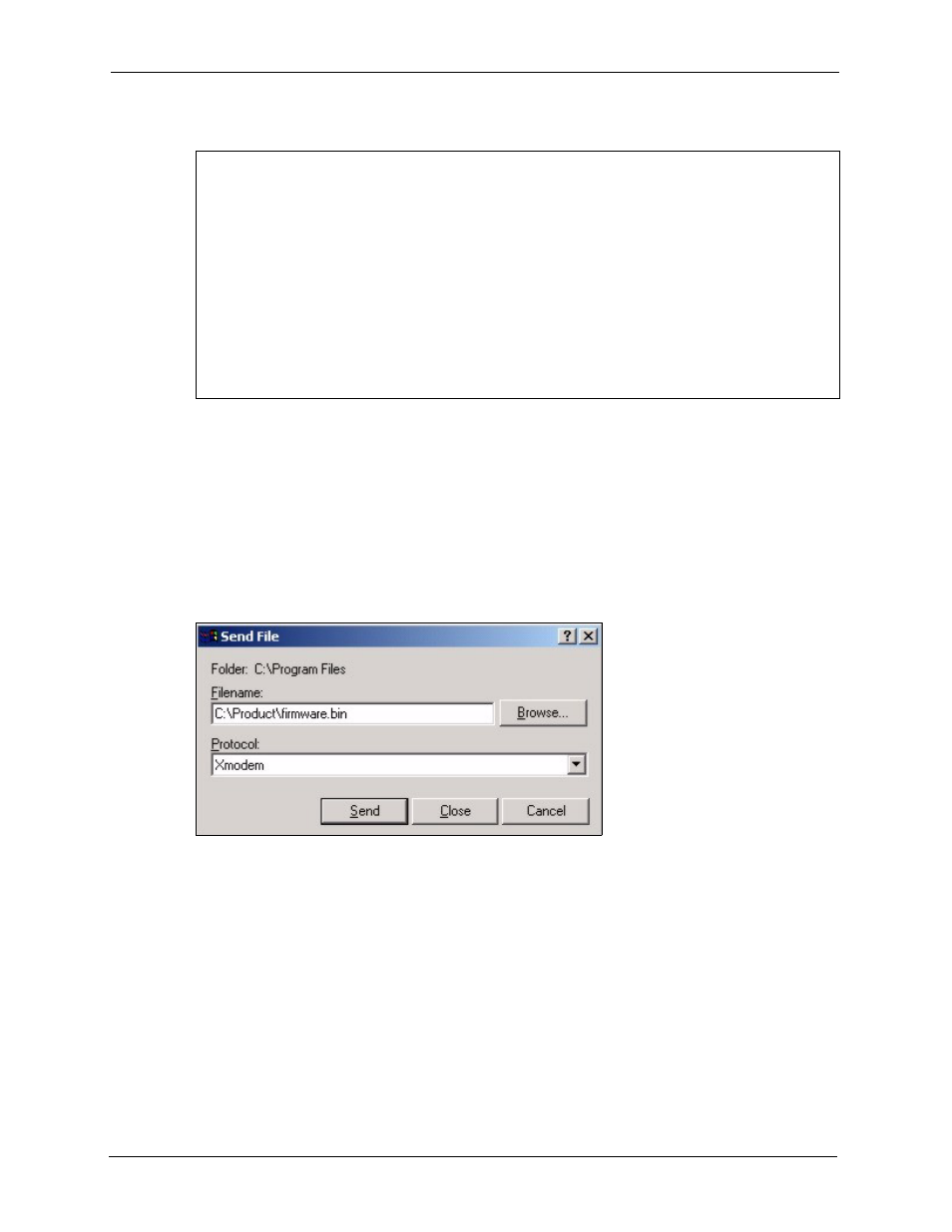 10 uploading configuration file via console port, Figure 423 example xmodem upload | ZyXEL Communications 5 Series User Manual | Page 676 / 835