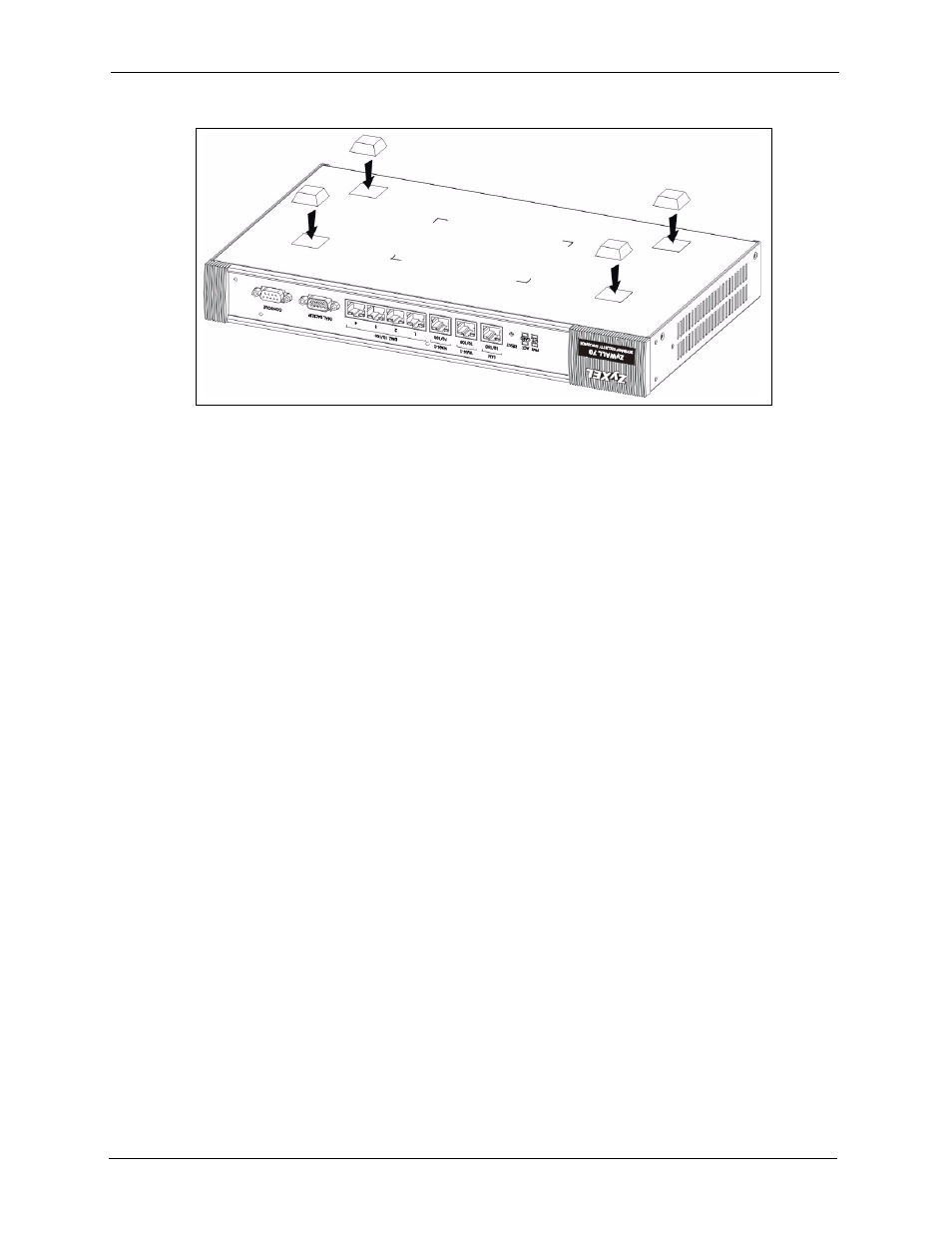 Figure 455 attaching rubber feet, Rack-mounted installation requirements, Rack-mounted installation | ZyXEL Communications 5 Series User Manual | Page 724 / 835