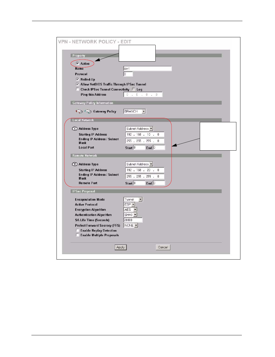 Figure 500 headquarters network policy edit | ZyXEL Communications 5 Series User Manual | Page 780 / 835