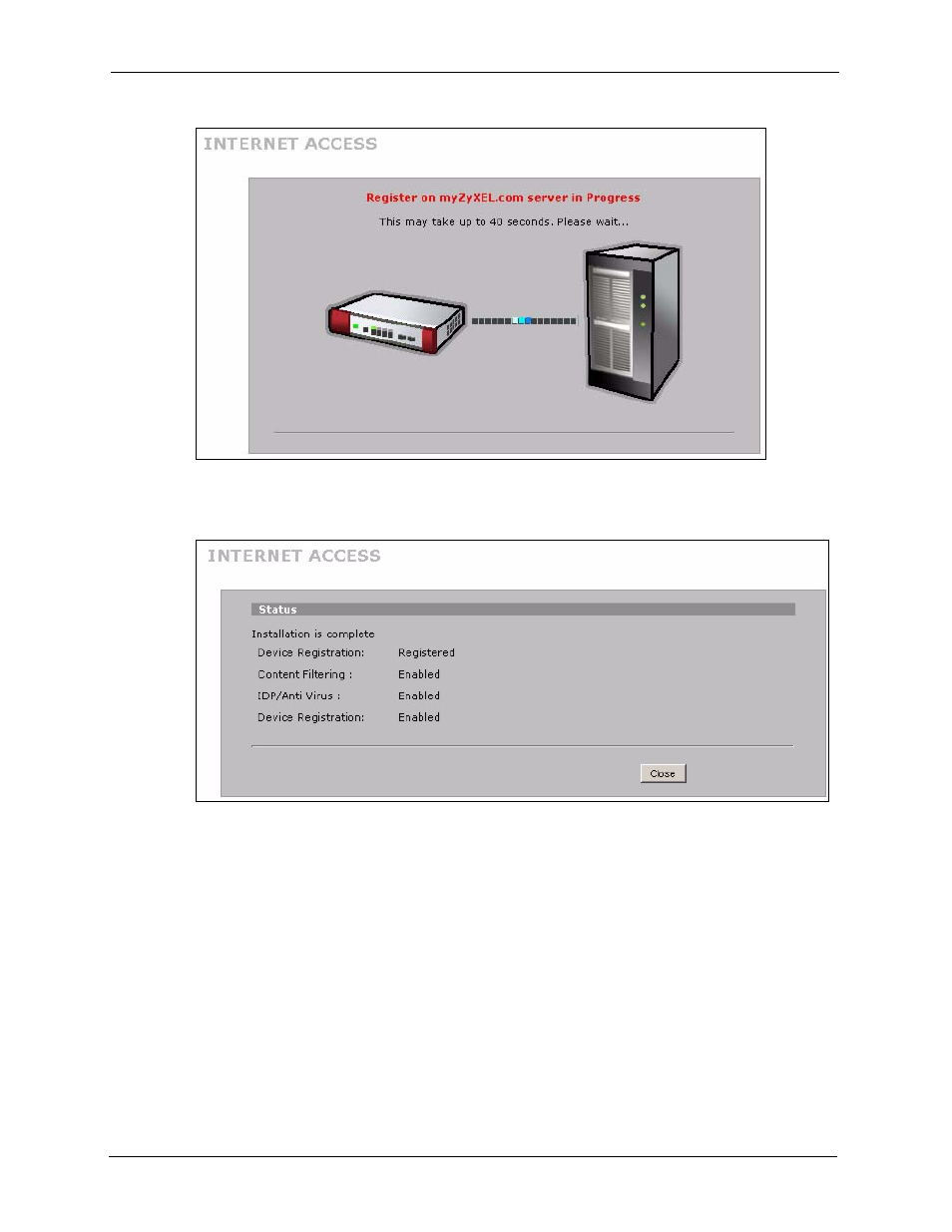 Figure 25 internet access wizard: status | ZyXEL Communications 5 Series User Manual | Page 98 / 835