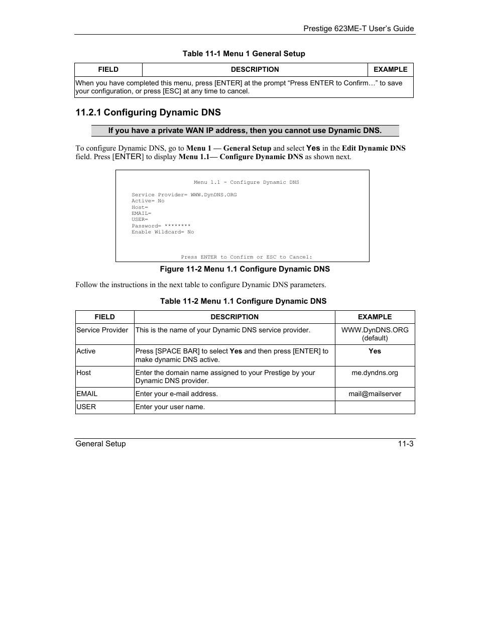 1 configuring dynamic dns | ZyXEL Communications Prestige 623ME-T User Manual | Page 103 / 253
