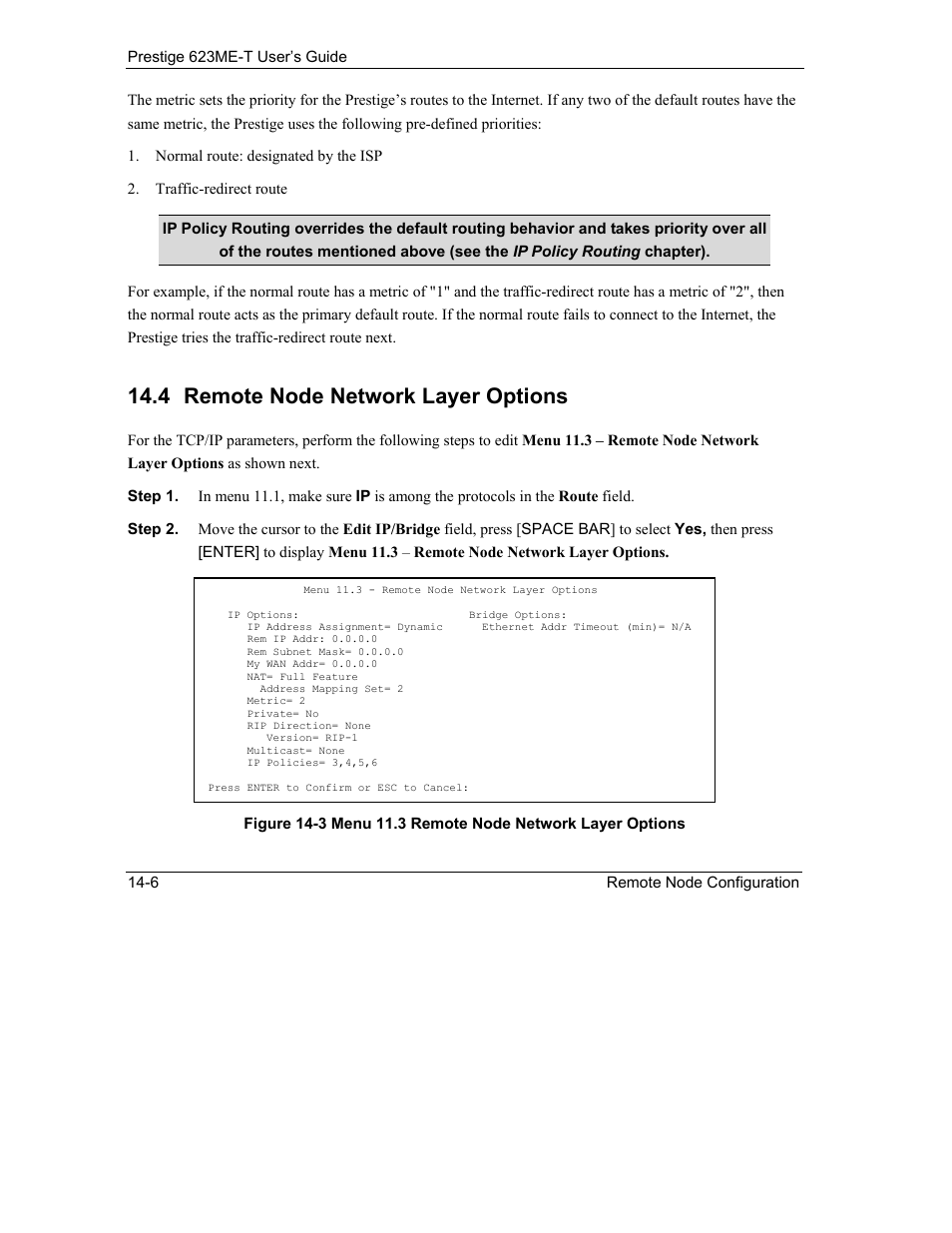 Remote node network layer options, 4 remote node network layer options | ZyXEL Communications Prestige 623ME-T User Manual | Page 118 / 253