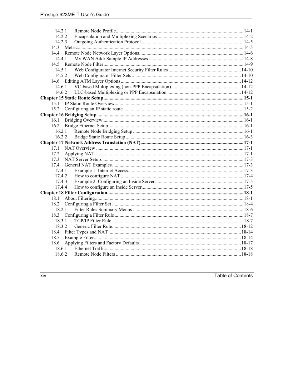 ZyXEL Communications Prestige 623ME-T User Manual | Page 14 / 253