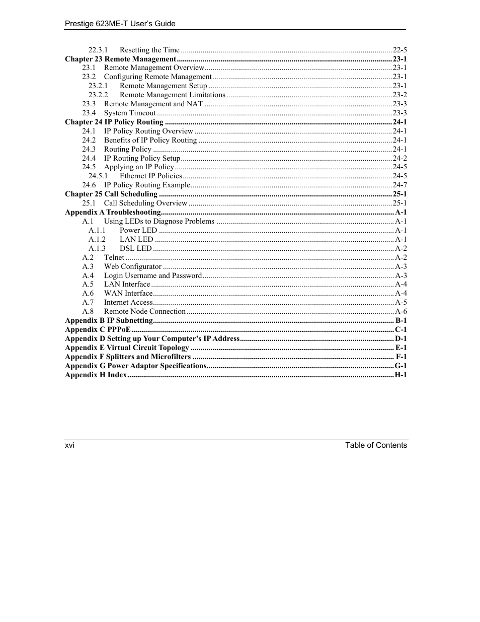 ZyXEL Communications Prestige 623ME-T User Manual | Page 16 / 253